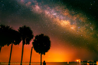 A Milky Way view of Sanibel Lighthouse and Fort Myers Beach, FL USA