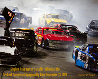 Pic 2 Stephen Axon narrowly avoids collision at the Seekonk Speedway Championship Race September 28, 2024